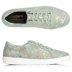 VITAFORM Damen-Sneaker Verloursleder Blumenprint Metallic Sohle Stella