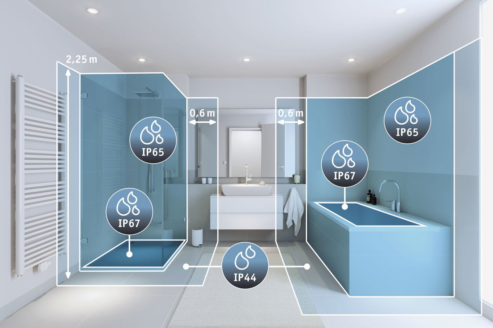 PAULMANN LED Spiegelleuchte "Selection Bathroom Spiegelleuchte Quasar IP44 3000K 230V 7,5W", weiß (chromfarben, weiß), 1, H: 4,5cm, 1 Stk., Leuchten, Badezimmerleuchte, LED Spiegelleuchte