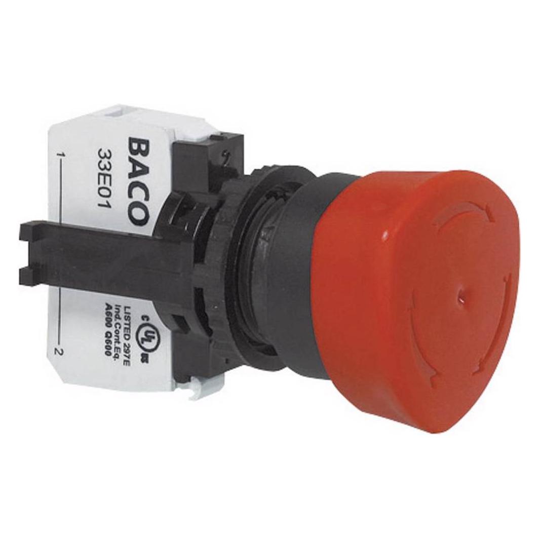 Baco Not Aus Schalter L22ED01D Front Kunststoff, Schwarz 600 V 10 A IP69K 1 St. (BAL22ED01D)