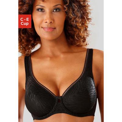 Minimizer-BH NUANCE BY LASCANA, Damen, Gr. 95, Cup E, schwarz, Netz, Obermaterial: 80% Polyamid, 20% Elasthan, BHs Minimizer-BH, im modernen Design mit glänzendem Material