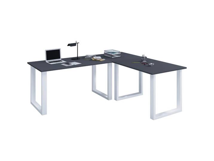 Eckschreibtisch Lona Anthrazit/Silberfarbe L: 220cm