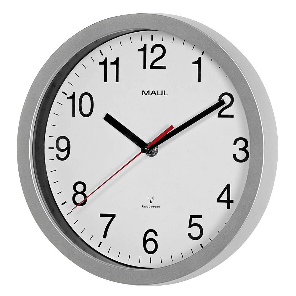 MAUL Wandklok met radiogestuurde functie, zilver, Diameter: 25 cm