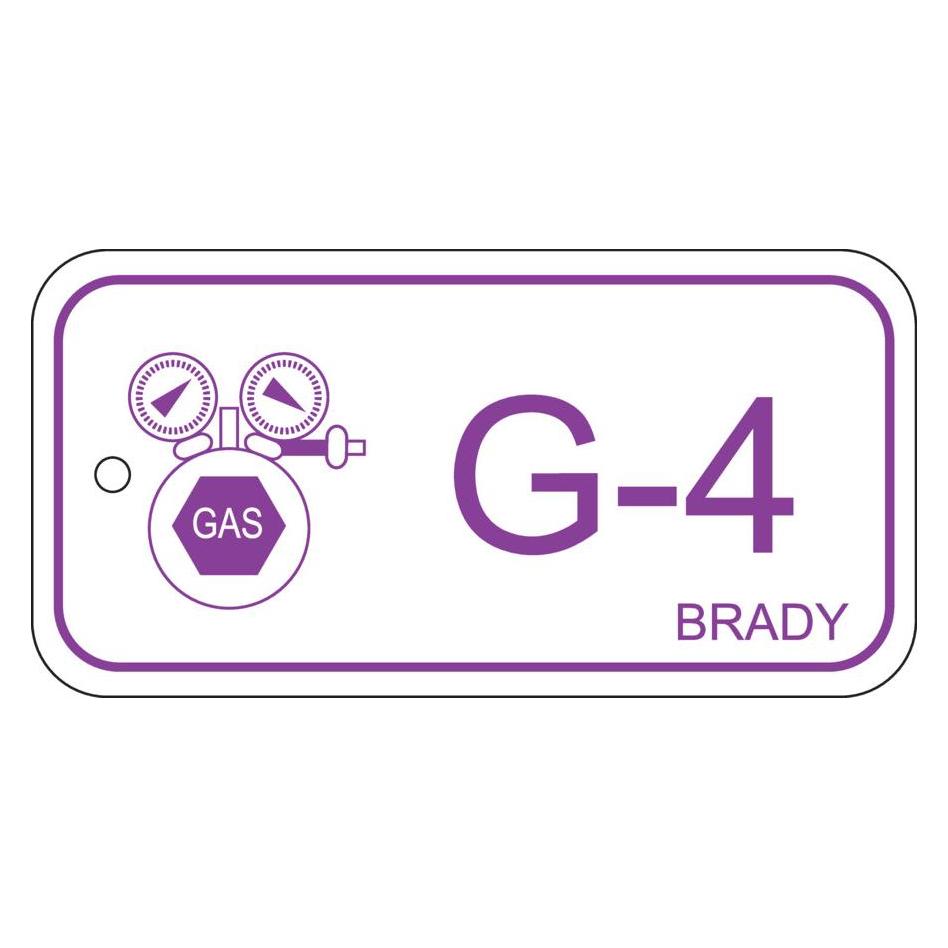 Brady B-7527, Polypropylen Schild, Energy Source Tag - Gas, 75 x 38mm, Violett auf Weiss, Beschrift (ENERGY TAG-G-4-75X38MM-PP/25)