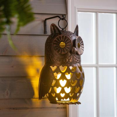 Evergreen "18"" LED Owl Metal Garden Statue"