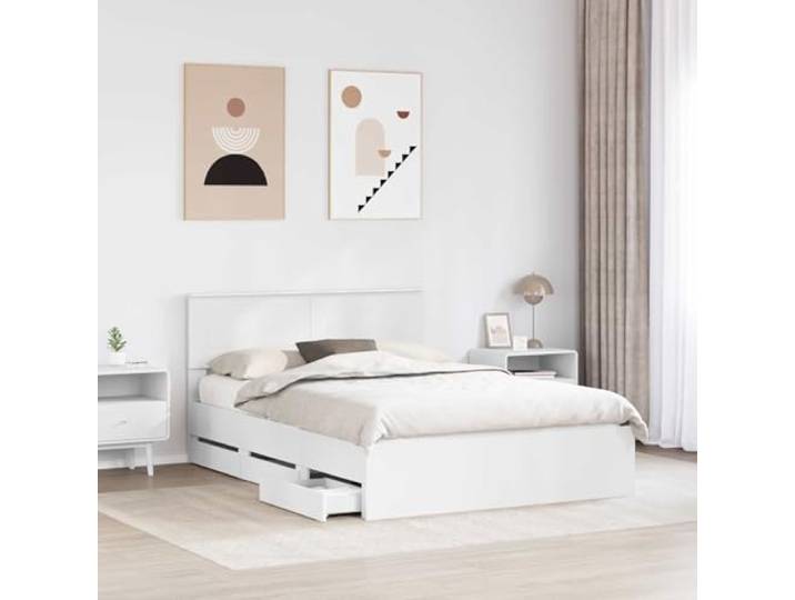 SKTQYQO Bettgestell, weiß, 140 x 190 cm, aus technischem Holz Modernes Design, 6 Schubladen, Lattenrost, versteckter Stauraum, Schlafzimmer