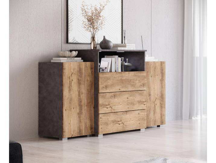 Commode combinée POSIE - finition matière/noyer
