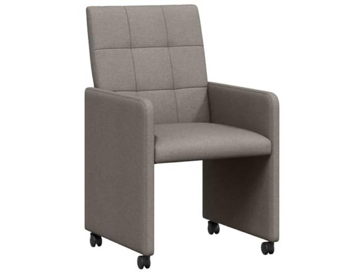 KGHERMDF Esszimmerstühle mit Rollen 2er Set Taupe 58x65x94 cm Polsterstuhl mit Rädern, Sperrholz und Metall, Armlehnen, einfache Montage