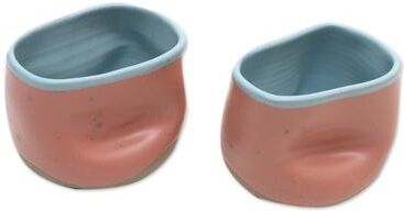 Novica Handmade Pink Squeeze Ceramic Teacups (Pair)