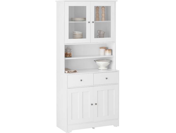 Buffet HOME AFFAIRE Kate , weiß, B:88cm H:182cm T:38cm, Holzwerkstoff, MDF, Schränke, Buffet, Breite 88 cm, mit Glastüren und Holztüren, Metallgriffen, Höhe 182 cm