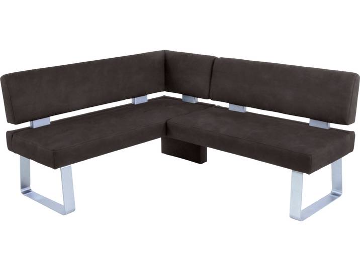 Eckbank K+W KOMFORT & WOHNEN Santos II Esszimmerbank , braun (schwarzbraun), B:180cm H:87cm T:157cm, 100% Polyester, Sitzbänke, Eckbank, gepolstert, Eckbank, wahlweise langer Schenkel 180cm rechts oder links