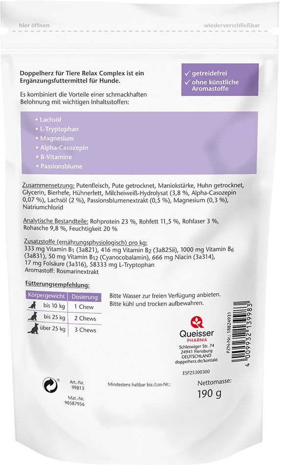 Doppelherz für Tiere Relax Complex Chews f.Hunde 60 St Kautabletten