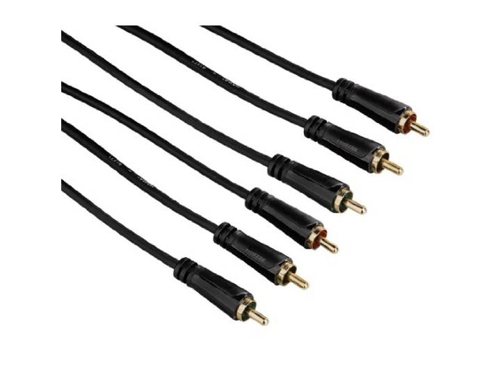 Hama YUV-verbindingskabel (3x RCA-stekker naar 3x RCA-stekker, verguld, 10m) zwart