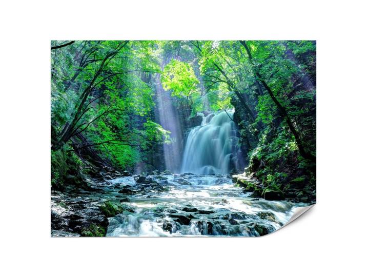 FOTOTAPETE für Schlafzimmer Wasserfall Wald Felsen Bäume Pflanzen 200x140