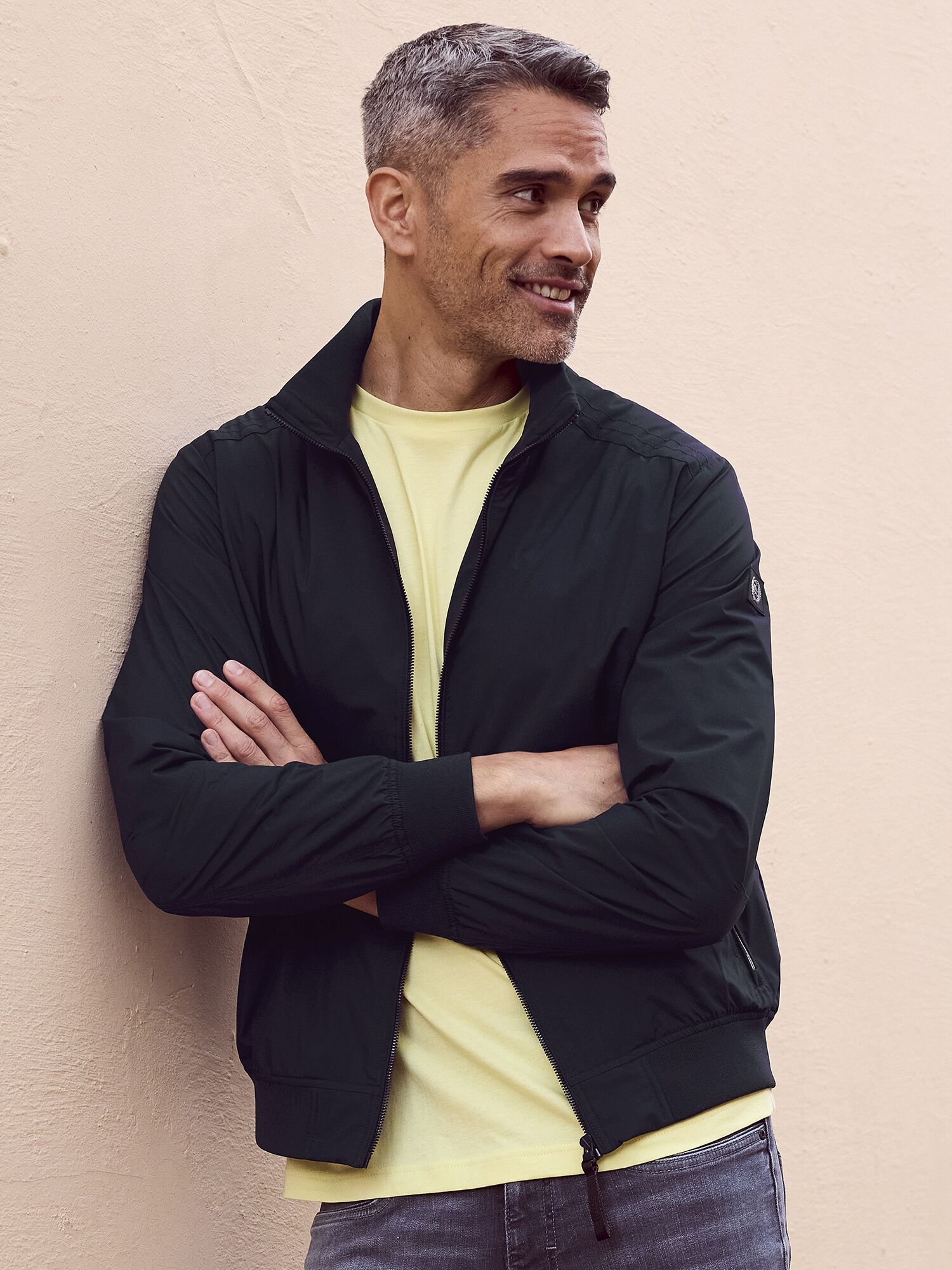 Blouson LERROS "Wind- und wasserabweisender Herren Blouson", Herren, Gr. M, blau (blau night), 100% Polyester, Jacken Blouson blau night M