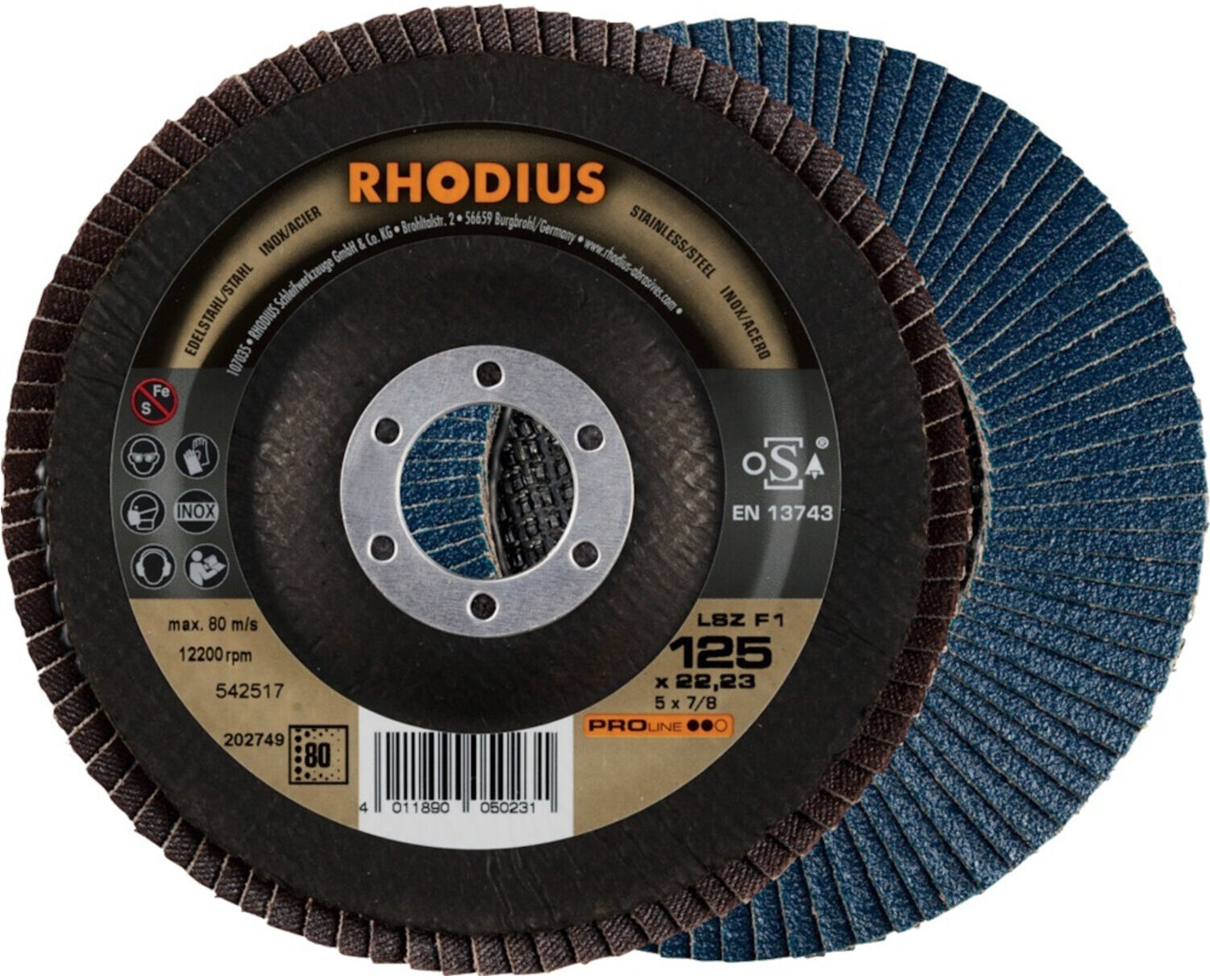 RHODIUS Lamellenschleifscheibe LSZ F1 125mm K 80 (202749)