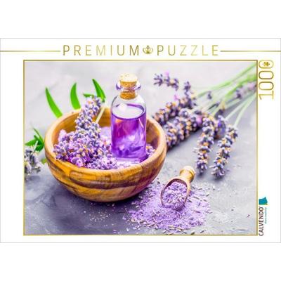 CALVENDO Puzzle Lavendelöl in Holzschale mit Blüten | 1000 Teile Lege-Größe 64x48cm Foto-Puzzle für glückliche Stunden
