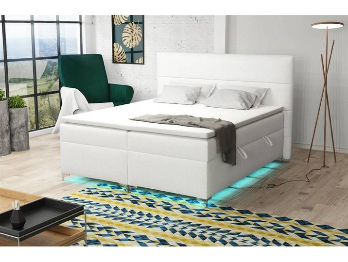 Fun Möbel Boxbett Schlafzimmerbett CANELA Kunstleder inkl. LED-Beleuchtung (inkl. Kaltschaumtopper), LED-Beleuchtung