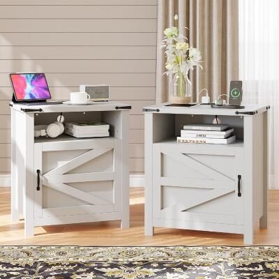 No Nightstand Set of 2 with Charging Station