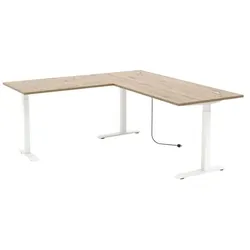 Innostyle Eckschreibtisch elektrisch Santorin Holzoptik Braun, Weiß Eiche /