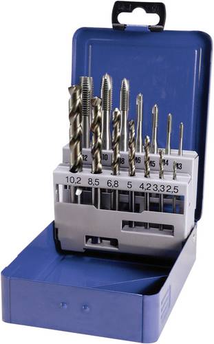 Eventus by Exact 10317 Maschinengewindebohrer-Set 14teilig metrisch M1, M4, M5, M6, M8, M10, M12 Rechtsschneidend DIN 371, DIN