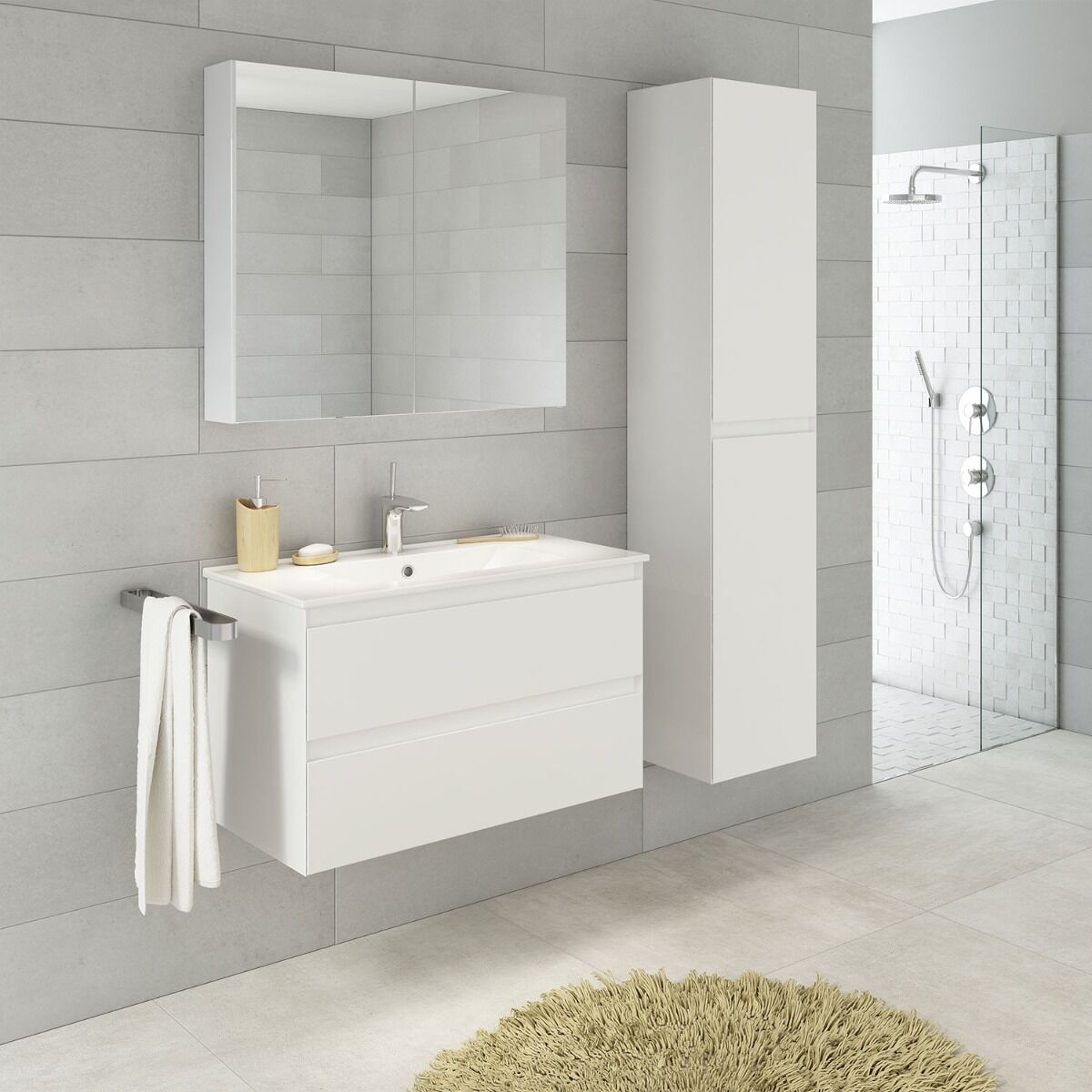 Noradesign 80 Cm Badeværelsesmøbel Hvid Mat