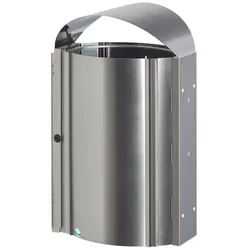 PROREGAL Robuster Standabfallsammler mit Schutzdach für den Aussenbereich | 50 Liter, HxBxT 80x48x35cm | Edelstahl | Mülleimer Abfalleimer Müllkorb