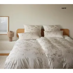 Elegante Seiden-Satin Bettwäsche Autumn Garden - 155x220 cm + 80x80 cm	sand