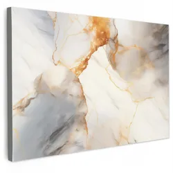 LEINWANDBILD Marmor - Grau - Gold Groß 140x90 cm