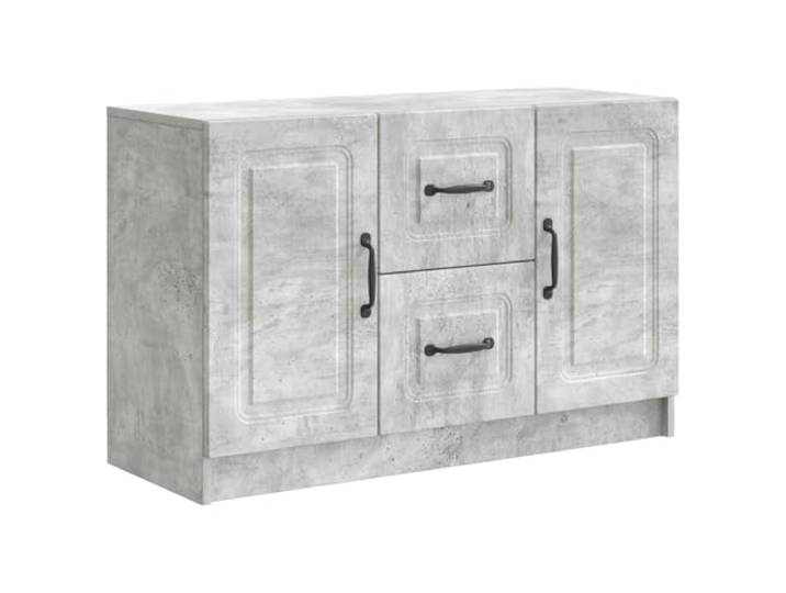 Sideboard Betongrau 89 x 34,5 x 57 cm Holzwerkstoff Brettregale, Schubladen, Metallgriffe, 90°-Pendeltüren, feuchtes Tuch, Wohnzimmer, Esszimmer, Home Office