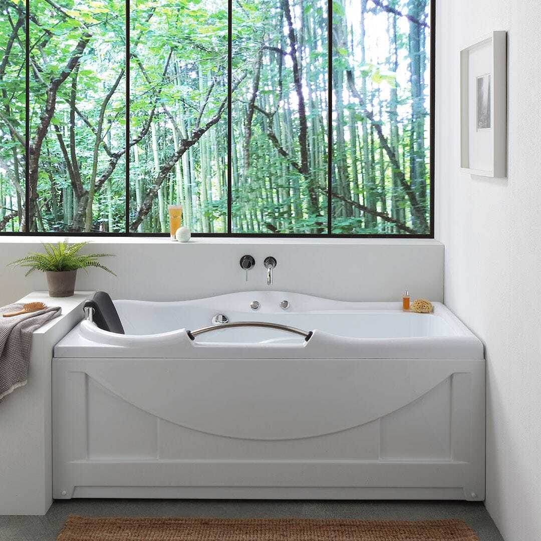 Whirlpool-Badewanne zum Einbau aus Sanitäracryl, Kopfstütze links | Diletta