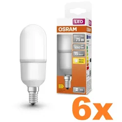 6er Sparset  OSRAM E14 LED STAR kolbenförmiger STICK 9W wie 75W warmweiß