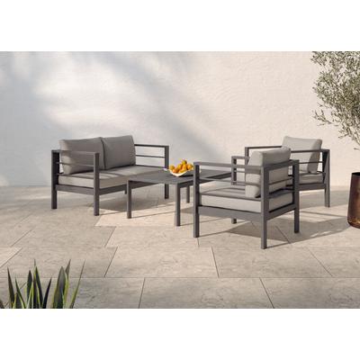 Gartenlounge-Set KONIFERA "»New Jersey«", schwarz (schwarz, dunkelgrau), Aluminium, Sitzmöbel-Sets, Tischplatte aus Nonwood