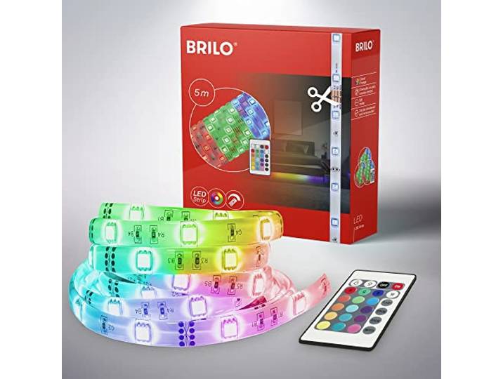 Briloner LED Strip 5m mit Fernbedienung 150 RGB LEDs 24W Warmes Weiß