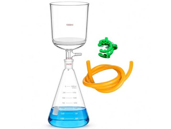 JiaoFengHeng G3 Buchner Trichter Filter Kit Labor Vakuumfiltration Destillationsgerät mit Sandkern Filtrationstrichter und Erlenmeyer Flasche und Gummirohr (2000ml)