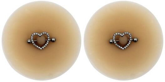 Be Lily Accessoires Paire de Cache-Tétons Piercing Coeur Strass Peau Claire