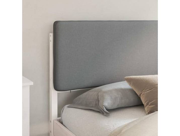 KTHLBRH Bett hellgrau 180 x 200 cm Kiefer massiv Gepolstertes Kopfteil, Lattenrost, kein Boxspring, einfache Reinigung, schnelle Montage