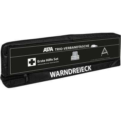 KFZ-Verbandtasche APA "TRIO-Verbandstasche mit Warndreieck und Warnweste", schwarz, B:44cm H:8cm L:13cm, Nylon, Erste-Hilfe-Sets