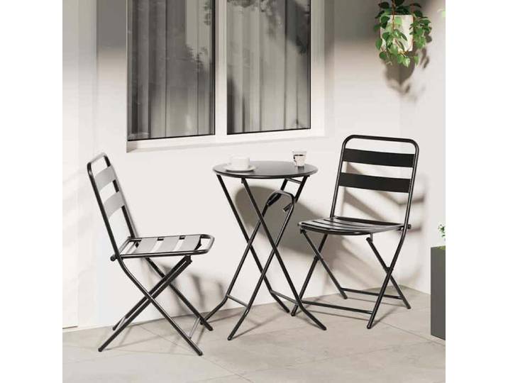 VIDAXL Ensemble bistro de jardin (3 pcs) - ANTI-UV - Anthracite Acier 50x50x72 cm M9226