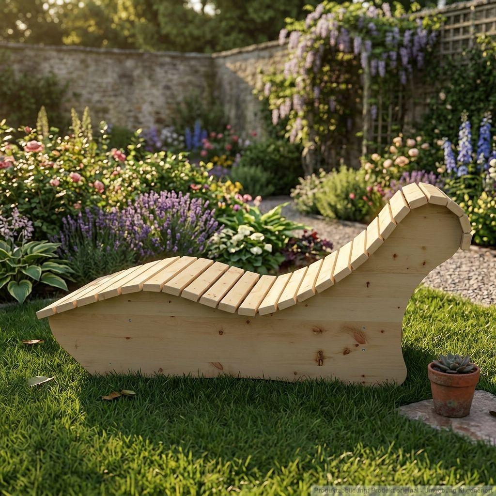 Holzliege Wellenliege Waldsofa Relaxliege "Heiner" Gartenliege 80cm Zirbe