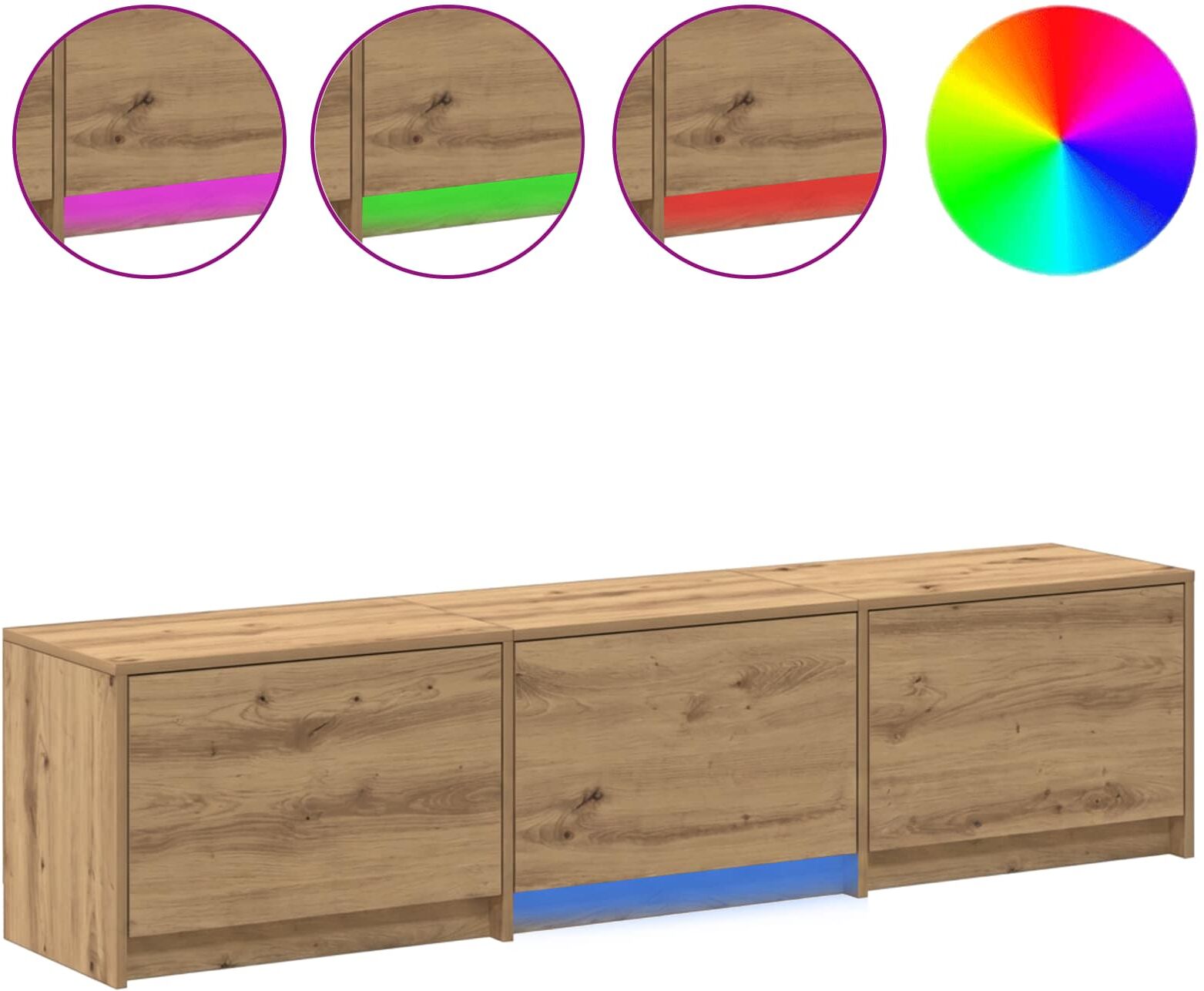 vidaXL TV Cabinet with LED 165 x 34 x 40 cm Chêne artisanal