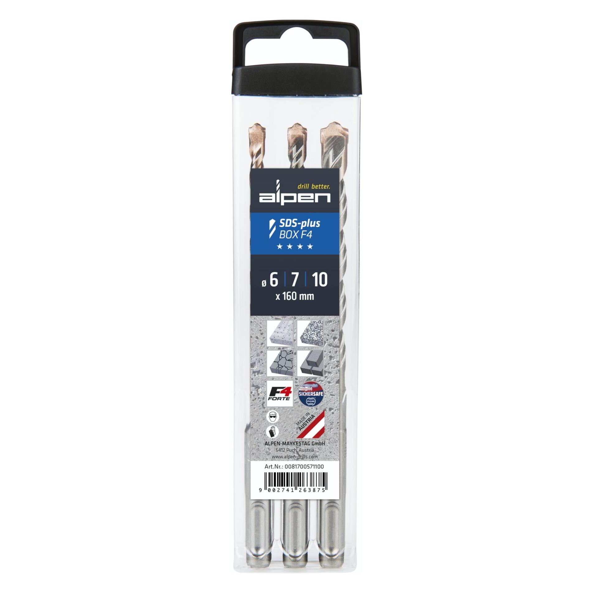 Alpen SDS+ F4 Box 3 tlg. 6-7-10x 160 (81700571100)