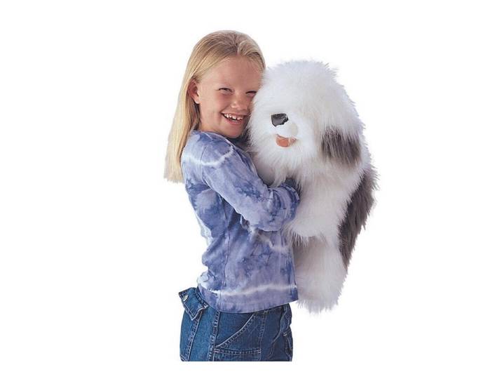 Folkmanis Handpuppen Handpuppe Folkmanis Hund Bobtail