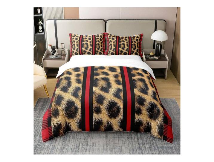 LuxusKollektion Kinderbettwäsche Bettwäsche Set 220x240cm Leopard Geometrie