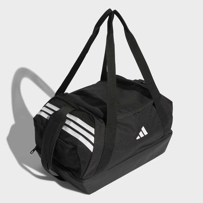 Sporttasche ADIDAS PERFORMANCE "TIRO DUFFLEBAG S MIT BODENFACH", schwarz-weiß (schwarz, weiß), Obermaterial: 100% Polyester, Taschen Sporttasche