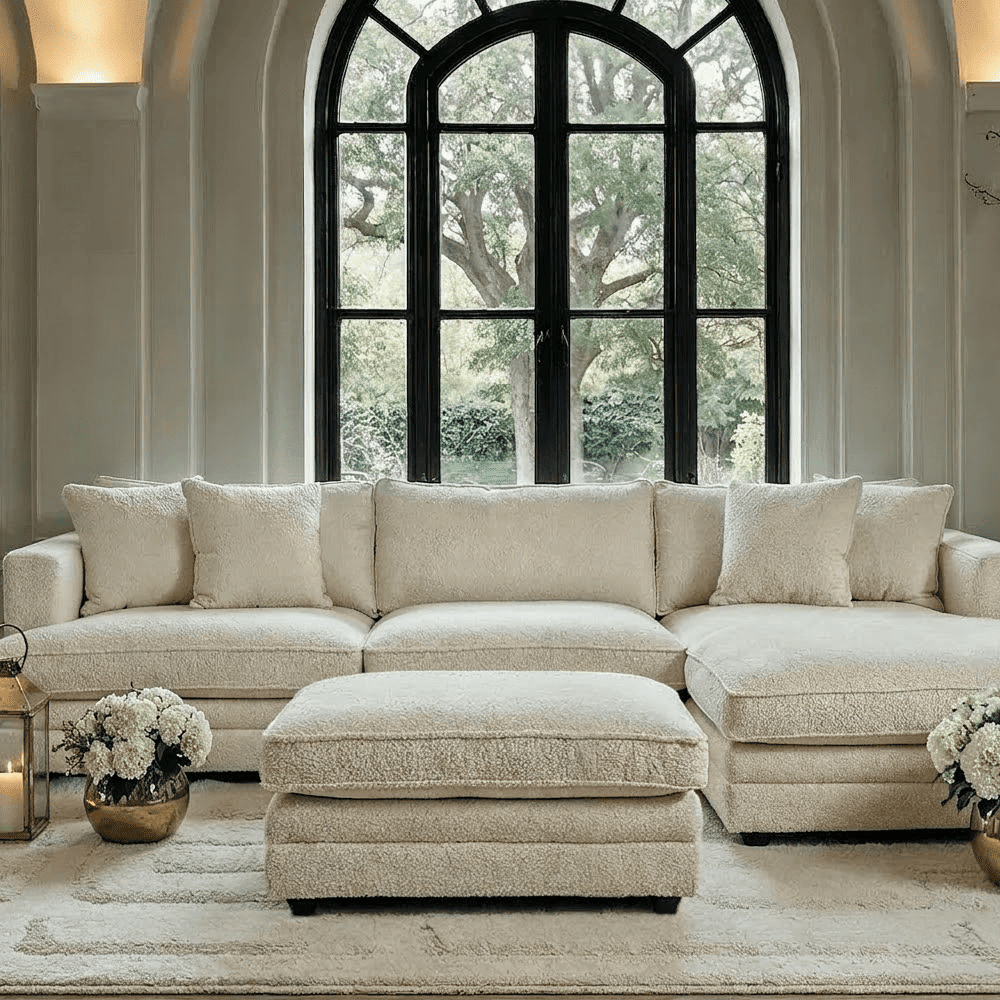 Avienne Cream Chenille Footstool
