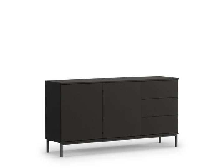 Ravio Kommode Dallas K2D3Sz 150 cm Schwarz, Metall, Rechteckig,Rechteckig, 150x80x41 cm, Kleinmöbel, Kommoden, Kommoden