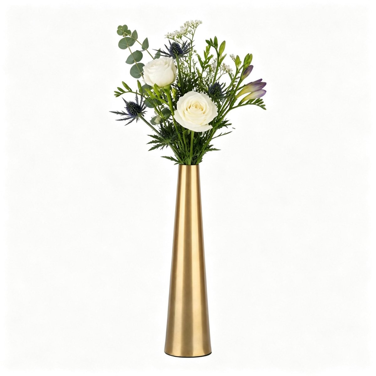Merkloze gouden metalen vaas voor bloemen en decoratie