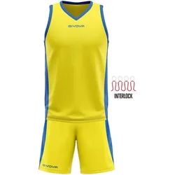 Givova, Unisex, Velotrikot, Set aus Trikot und Shorts für Kinder (XXS), Gelb, Blau, XXS