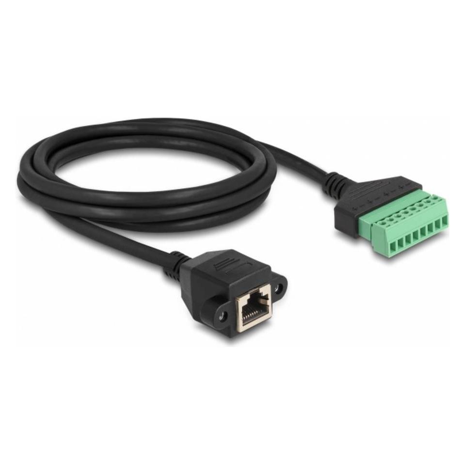 Delock RJ45 Kabel Cat.6 Buchse zu Terminalblock Adapter zum Einbau 2 m 2-teilig (RJ45, RJ45 (1x)) (66060)