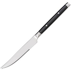 Gräwe Steakmesser Bamberg schwarz, 2 Stück, 10,5 cm Edelstahlklinge mit Wellenschliff, Kunststoffgriff